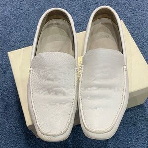 HUGO BOSS White Leather Slip-On Loafers